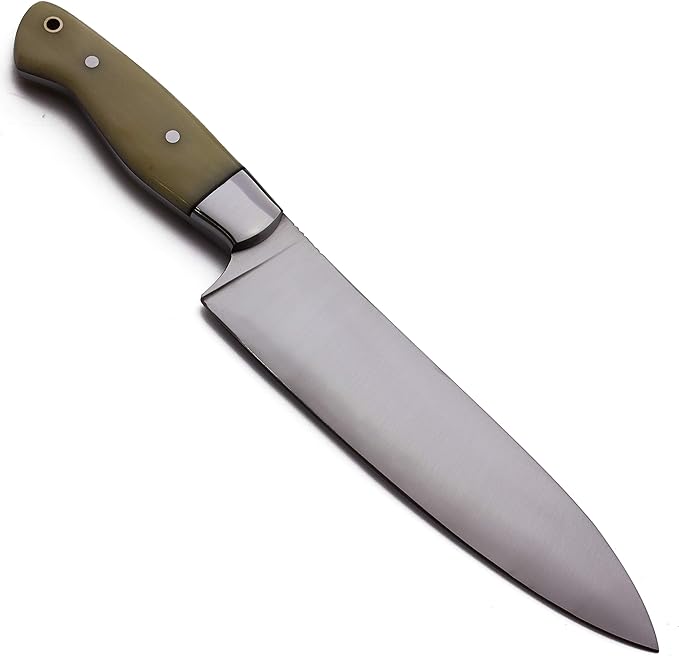 GCS Handmade Bone Handle D2 Tool Steel Chef Knife with leather sheath Full tang blade designed for Hunting &amp EDC GCS 132