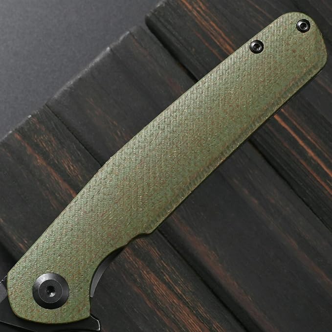 Sitivien ST102 Folding Knife D2 Steel Blade+Micarta Handle EDC Tool Knife for Outdoor Camping Hunting Survival (Green) …