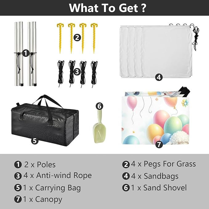 Colorful Balloons Sheep Beach Tent Sun Shelter Set UPF50+ UV Protection 10.5 x 9.19 FT Camping Shade Canopy with Sandbags Sand Anchors Carrying Bag and Others