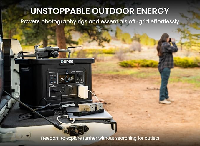 OUPES Exodus 2400 Portable Power Station 2400W (Boost 2600W Surge 4500W) 2232Wh LiFePO4 Battery Generator 0-80% Charge in 1.2H Solar Ready for Home Backup Camping &amp RV Essentials