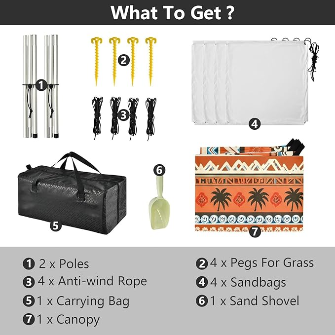 xigua Boho Tribal Aztec Beach Tent Sun Shelter with Carrying Bag - Silver Coated Oxford Fabric Beach Canopy for Beach Camping Fishing - Includes Windproof Ropes Sandbags &amp Stakes