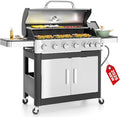 6 Burner Propane Gas BBQ Grill with Side Burner &amp Porcelain-Enameled Cast Iron Grate 65800 BTUs Barbecue Grill 665 Sq. In. Grilling Area Outdoor Propane Grill for Camping Patio Backyard Cooking