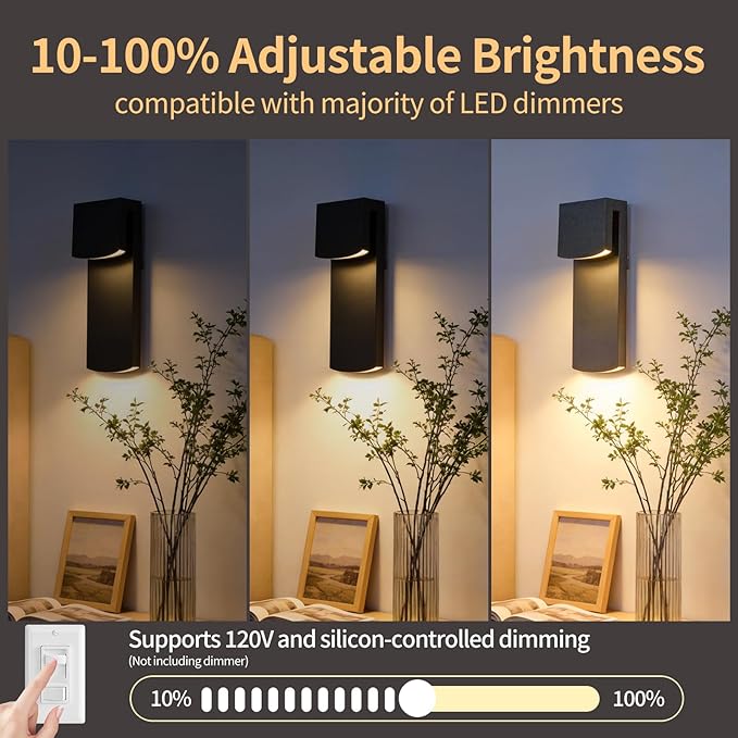 IP65 Waterproof Outdoor Modern LED Wall Light Fixtures Black Exterior Wall Sconces 16W 3000K Porch Patio Light Fixture Outdoor Wall Lights Outside Lights for House Garage Front Door 1 Pack