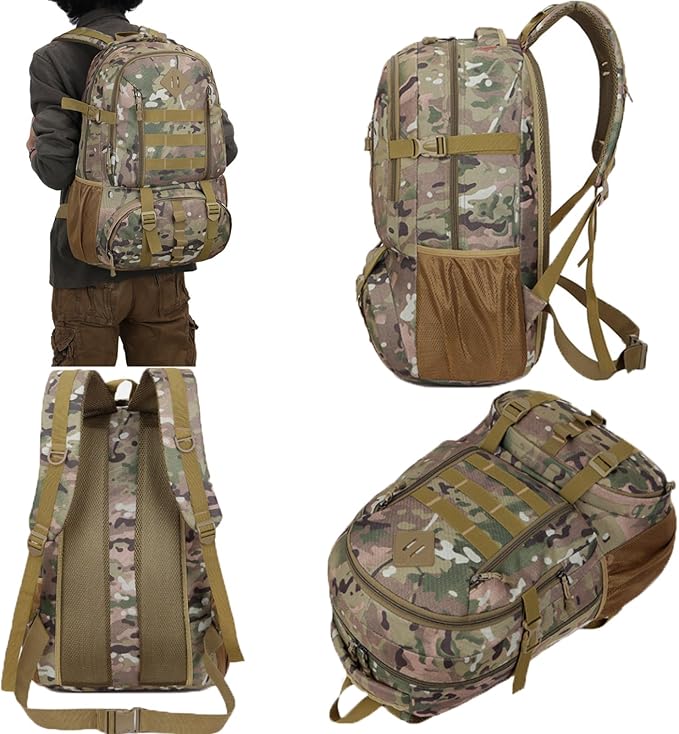 50L Tactical Backpack Outdoor Mountaineering Travel Backpack for Men and Women Large Capacity Camouflage Backpack (City Camouflage)