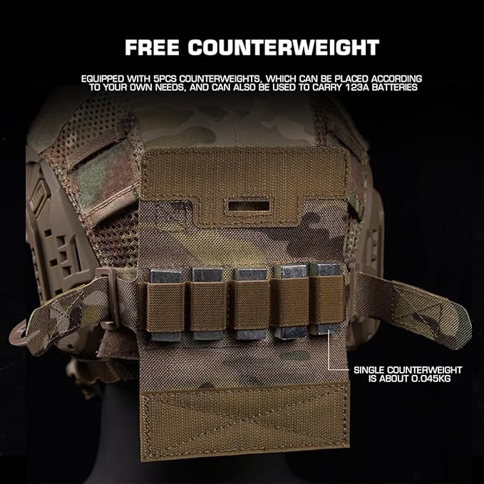 Tactical Helmet Counterweight Bag 500D Nylon Balancing Pouch Battery Storage with 5 Adjustable Weights