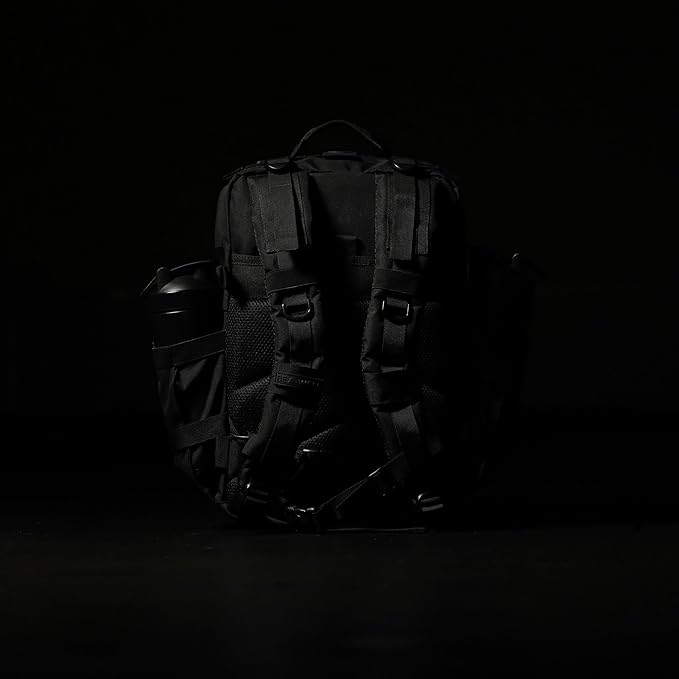 WOLFpak 35L Athletic Gym Backpack - Durable 1000D Waterproof Oxford Material with MOLLE Webbing Laptop Pocket &amp Dual Cup Holders Durable Fitness/Travel/Military Daypack (NightShade Edition)