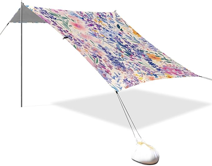 ALAZA Beautiful Lavender Flowers in A Garden Beach Tent Sun Shelter Portable Canopy Sunshade for Outdoor Camping Picnics Backyard Fun 10x9 ft
