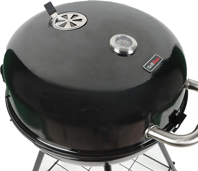 Grill Boss Charcoal Kettle Grill with Large 22-Inch Cooking Area - Includes Warming Rack Bottom Storage Shelf Ash Catcher &amp Wheels for Outdoor BBQ Tailgating Camping &amp Backyard Grilling