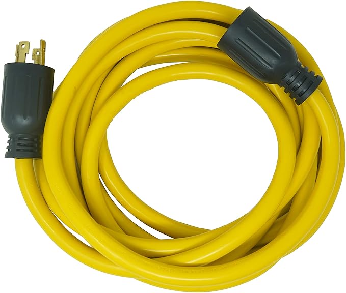 Southwire Generator Cord - 10-Gauge Heavy Duty Electrical Power Cable with L14-30 Locking Plug &amp Receptacle - Dual Voltage 125V/250V - Molded Connectors - Weather Resistant - Yellow &amp Black -