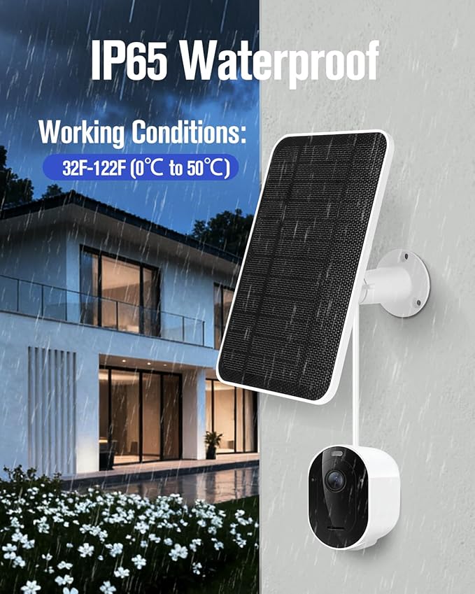 Solar Panel Charger Compatible with Arlo Pro 6/6 XL Built-in Battery Solar Panel for Arlo Pro Security Camera 2K HDR (6th Gen 2025 Release) IP65 Weatherproof USB-C Plug 9.8ft Charge Cable 3 Pack