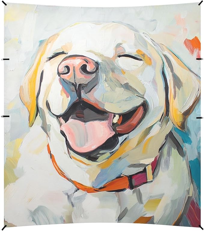 ALAZA Funny Labrador Oil Painting Beach Tent Sun Shelter Portable Canopy Sunshade for Outdoor Camping Picnics Backyard Fun 10x9 ft