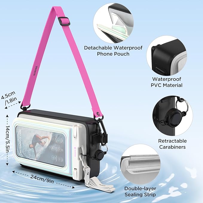 G2RISE Waterproof Dry Bag with Phone pouchWaterproof Fanny Pack Water Repellent Waist Packs Crossbody Bags Sling Bag with Adjustable Strap for Men Women Girls