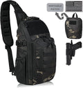 DBTAC Tactical Personal Defense EDC Bags &amp Packs | 10L Military Shoulder Backpack with Sling for Concealed Carry Range Travel Hiking Outdoor Sports (Charcoal Camo)
