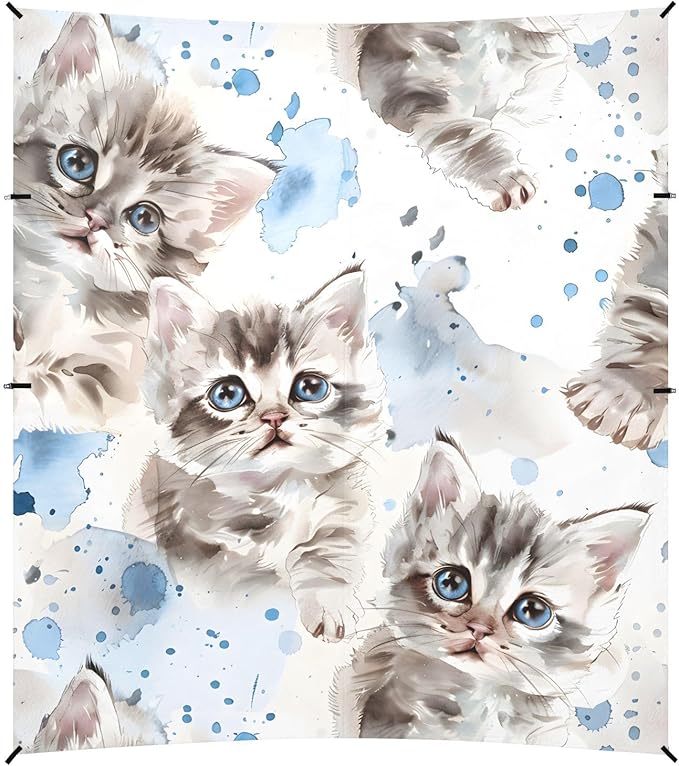 ALAZA Cute Cats Kitten Beach Tent Sun Shelter UPF50+ Protection Beach Shade Canopy w/ 4 Sandbags for Outdoor Camping Fishing Backyard Fun Picnic 10x9 ft