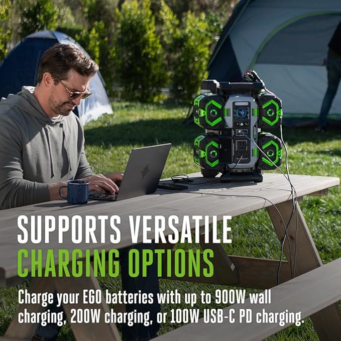 EGO POWER+ Portable Power Station 1400W Battery Powered Inverter Generator for Home and Outdoor Includes (2) 56V 6.0Ah Batteries and Charger - PST1405-2
