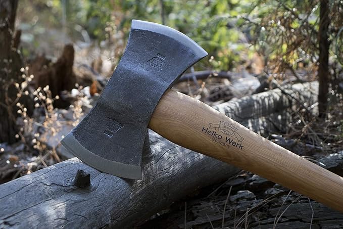 1844 Helko Werk Germany Traditional Hinterland - Made in Germany Double Bit Axe Felling Axe for Felling Trees and Cutting Wood with Two Blades - Head 3.5 lbs Handle 30 in. (Hinterland) #13575