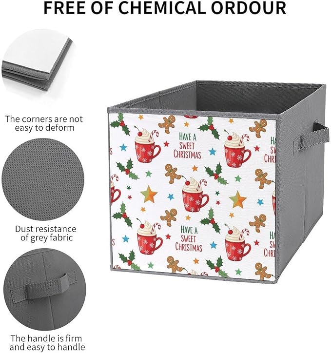 Foldable Fabric Storage Bins with Handles Cute Gingerbread Have A Sweet Christmas Versatile Collapsible Cube for Organizing Crafts Accessories Ideal for Craft Room &amp Office