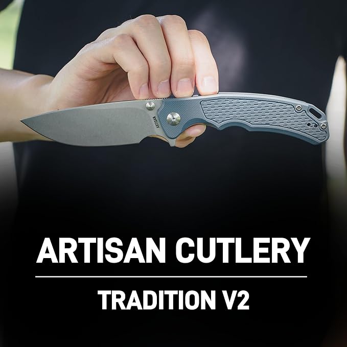 ARTISANCUTLERY Tradition V2 Pocket Knife 3.58 S35VN Steel Blade with G10 Handle for Men Women(1702M Blue)