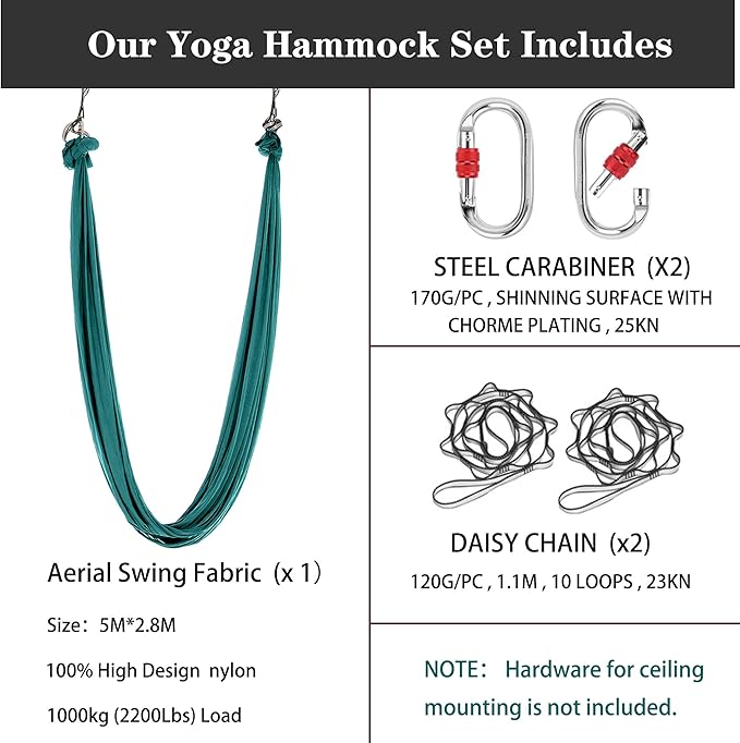 5.5 Yards Aerial Silk Swing Outdoor Hammock Aerial Yoga Swing For AdultsAerial Yoga Hammocks for outside