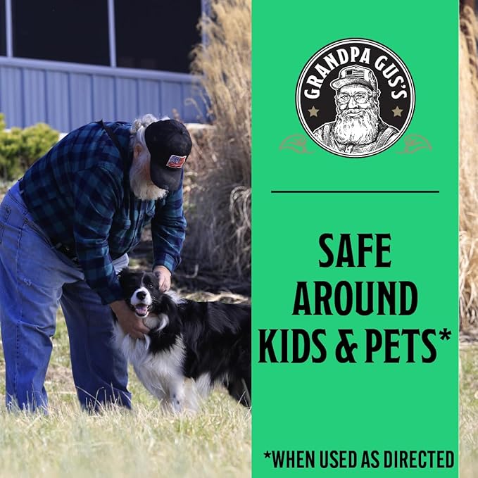 Grandpa Gus's Advanced Pest Killer Concentrate Indoor &amp Outdoor Bug Spray Ants Roaches Flies Spiders Fleas Gnats Silverfish Moths Kid &amp Pet Safe When Used as Directed - 2 Pack 3.7 o