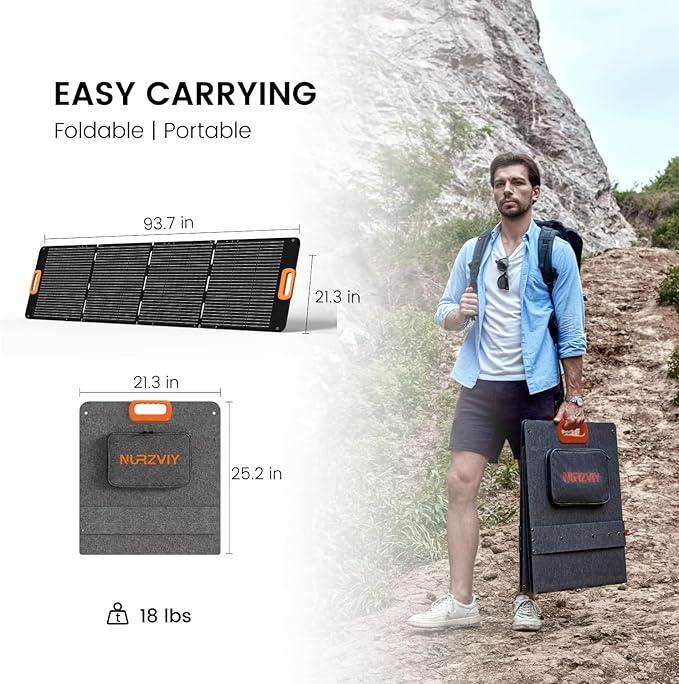 Portable Solar Panel 200 Watt Foldable 200W Solar Cell Solar Charger for Power Station Waterproof w/Adjustable Kickstand XT60 Anderson DC 8mm Connector for Camping Off Grid Living