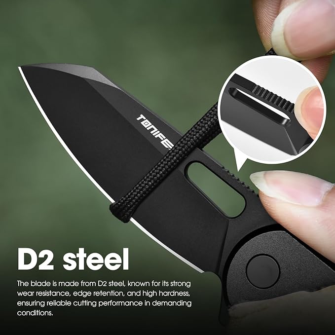 TONIFE Galaxy Mini Folding Knife with D2 Steel Blade and Aluminum Handle EDC Pocket Tool for Camping Hiking and Survival (Black Titanium)