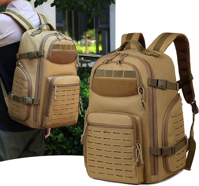 35l Military Tactical Backpack for Men Hiking Climbing Camouflage Cs Molle Multi-functional Tactical Cycling Rucksack (Khaki)