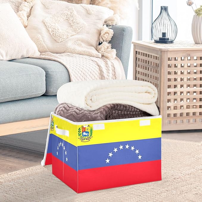 Venezuela 8 Stars Flag Bolivarian Republic Of Venezuela Storage Containers with Lids Foldable Closet Organizers Quart
