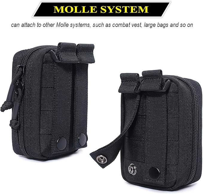 Tactical Molle Pouch Compact EDC Tool Pouch Bag Outdoor Men's Utility Waist Pack 2 Zipper Flip-Open(Khaki)