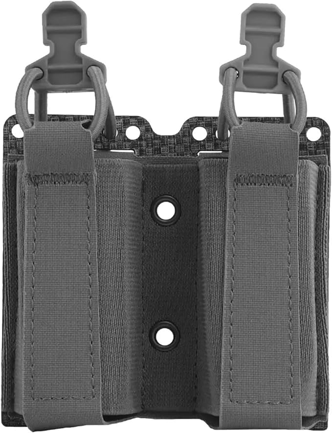 Tactical Double Elastic Mag Pouch - 9mm/40 MOLLE Waist Belt Bag for Flashlight &amp Tool Holster Hunting Airsoft Shooting Gear