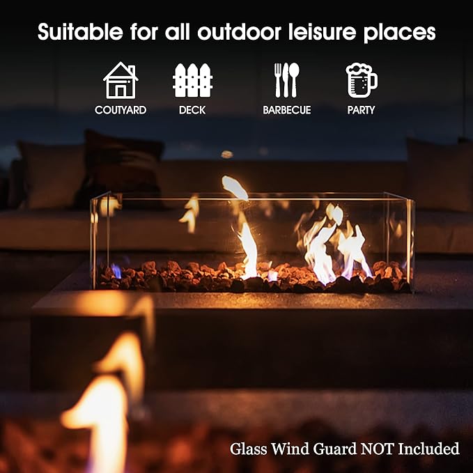 LEGACY HEATING 57 inch Propane Fire Pit Table Outdoor Gas Fire Pit Table 50000BTU Fire Table with Lid Retangular Black Firepit Table for Garden Backyard Deck Poolside Party