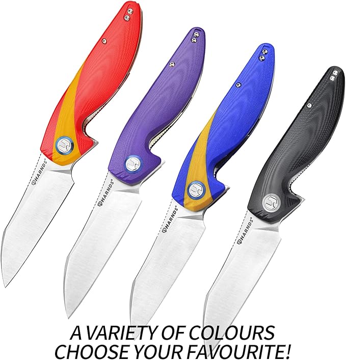 Harnds Parrot Folding Pocket Knife with Clip and Blade Lock 8.4 EDC Folding Knife with Sweatproof G10 handle and 14C28N Stainless Blade (Black)