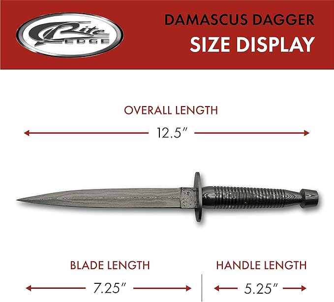 SANZ Damascus Hunting Knife 12.5 Inch - Camping Knife with Full Tang Blade Damascus Handle &amp Sheath - Black Outdoor Knife for Hunting Camping &amp Outdoor uses