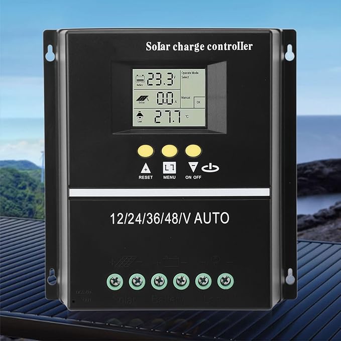 MPPT Solar Controller 60A 80A 100A 200A LCD Display 7 Working Modes Multifunctional Dual USB 5V Charging Ports Battery Compatible with Seal Gel Flooded LifePO4 (80A)