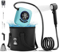 8000mAh Portable Camping Shower Upgrade Rechargeable Electric Shower Pump with 5 Gallon Bucket Intelligent LED DisplayPortable Shower for Outdoor