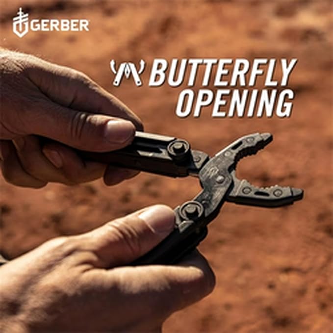 Gerber Gear Dual-Force Multitool - Heavy Duty Center Axis Driver Blunt Nose Pliers with Saw Wire Cutters Bit Storage and More - Black