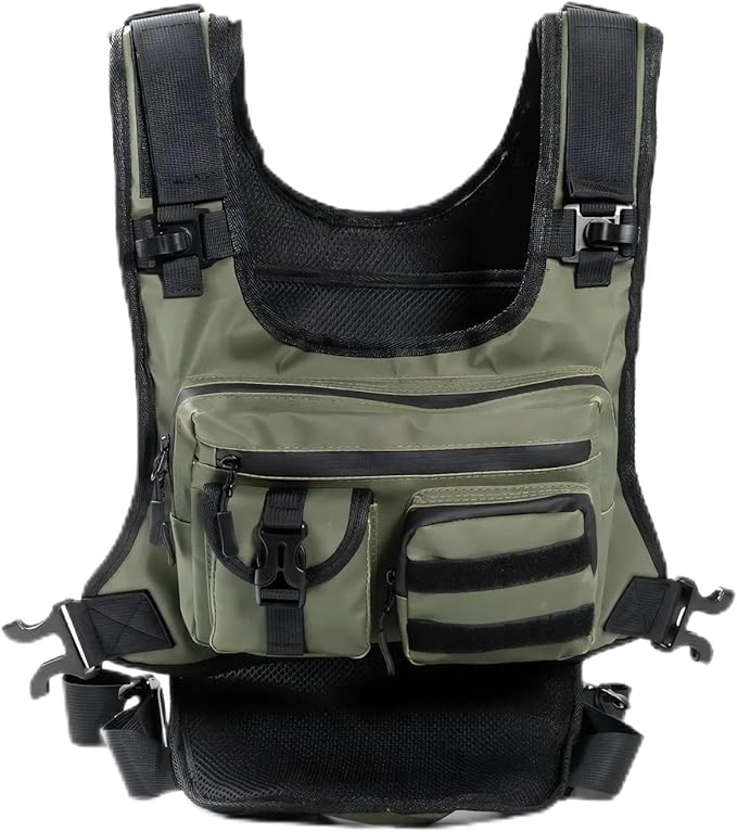 Genérico Men's Tactical Chest Bag Hydration Vest Backpack with Multi-pocket Compatible for Cycling Hiking Camping Travel(Green)