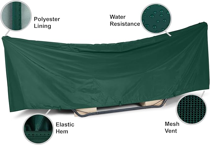 Covermates Hammock Cover - Light Weight Material Weather Resistant Adjustable Buckle Straps Seating and Chair Covers 188W x 58D x 20H Green