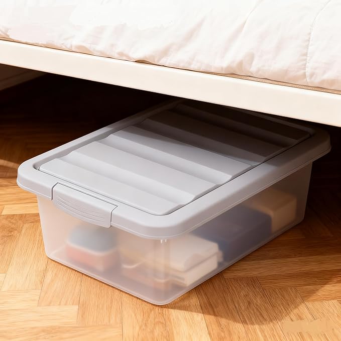 14 Quart 2-Pack Latching Box Clear Storage Box Heavy-Duty Organizing Containers for Closet and Office F