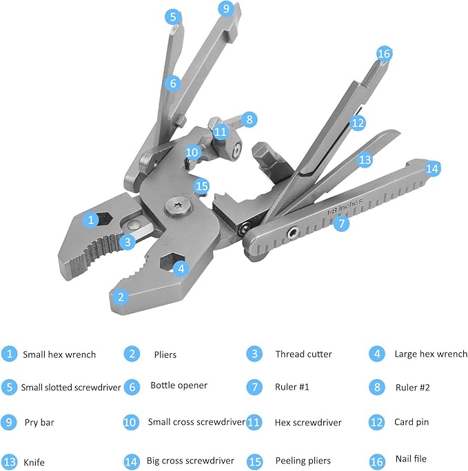 25 In 1 Multitool Pliers Stainless Steel Multi Tools Mini Folding Tool Portable and Multi Purpose Use Use for Survival Camping Hiking Home Simple Repairs