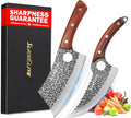 SliceElite 2PCS Hand-Forged Butcher Knife Set | Cleaver &amp Viking Knives for Meat Cutting | Professional Chef Knife Gift Box Perfect BBQ Tool for Men