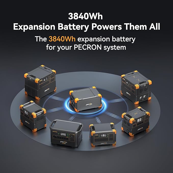 pecron Extra Battery 3840Wh Expand Capacity for E3600LFP/E3800LFP/F3000LFP/E2400LFP/E1500LFP/E1000LFP LiFePO4 Backup Battery