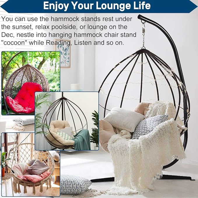 Hammock Chair Rack Portable Heavy Duty Solid Steel Holder Outdoor Indoor Hanging Chair Frame C Mount for Air Porch Swing Chair w/Weatherproof FinishOffset Base360 Degree Rotation-10set