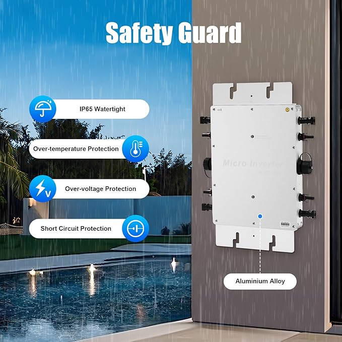 1200W Solar Grid Tie InverterWaterproof IP65 Pure Sine Wave in-verterAC Data Monitoring Display LCD Screen110V So-lar and Wind Power in-verter for 30V 36V Solar Panel