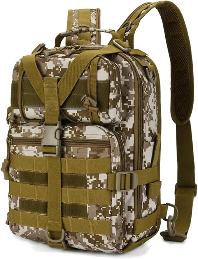 Genérico 20L Tactical Assault Bag Military Sling BackpackCompatible for Outdoor Hiking Campin(Desert Digital)