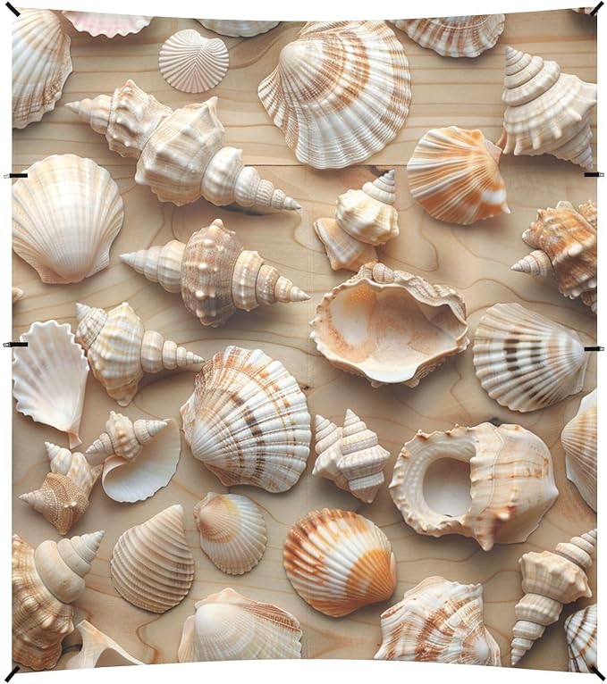 ALAZA Beach Seashells on Wooden Board Beach Tent Sun Shelter Portable Canopy Sunshade for Outdoor Camping Picnics Backyard Fun 10x9 ft
