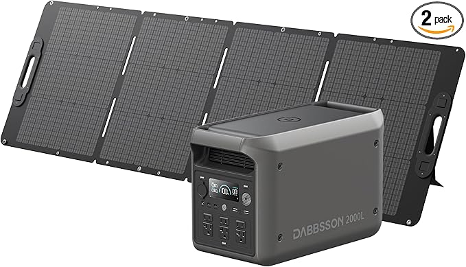 DABBSSON 2048Wh Solar Generator with 210W Solar Panel Semi-Solid LiFePO4 Battery w/6 2200W AC Output Compact&ampLightweight Recharge 80% in 1.5 Hr 2000L Portable Power Station for Camping/Home/RV