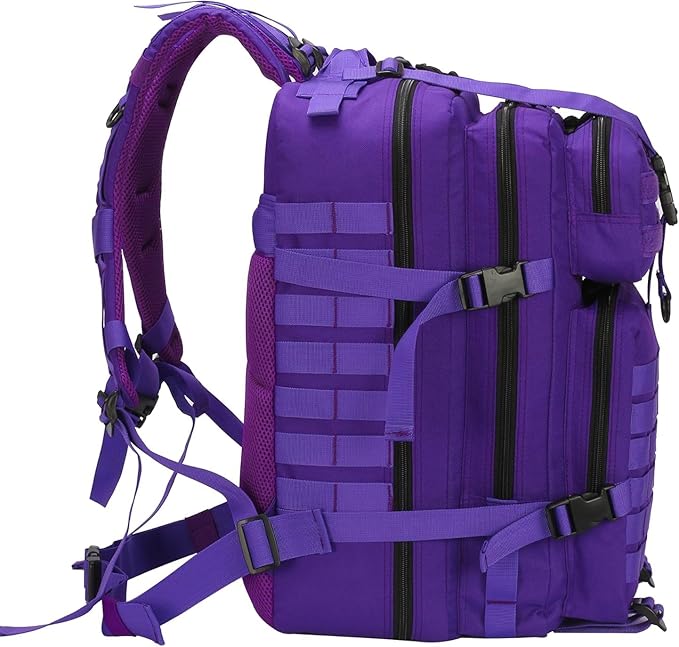 50L Military Tactical Backpack Training Gym Fitness Bag Outdoor Hiking Camping Army Molle Backpacks for Women Travel (Purple)