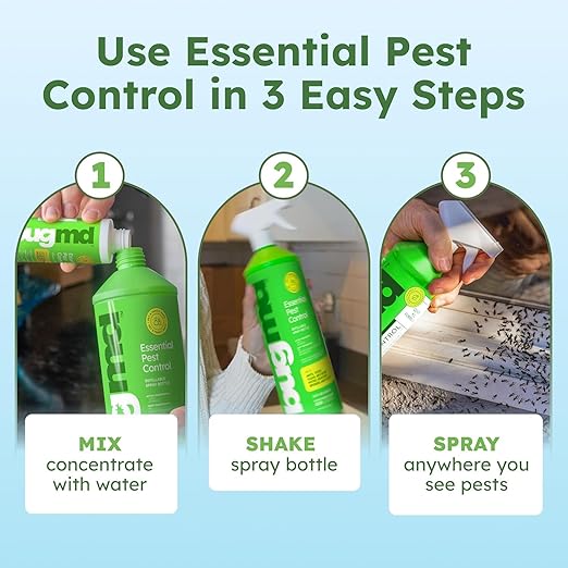 BugMD Ant Killer &amp Bug Spray Concentrate - Roach and Cockroach Killer Indoor Spider &amp Flea Spray for Home Fly and Insect Defense Safe with Essential Oils Plant-Powered Pest Control Kit