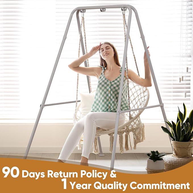 Foldable Hammock Stand Portable Hammock Chair Stand 300 lbs Capacity Heavy Duty Folding Hammock Frame for Indoor or Outdoor Easy to Assemble &amp Store (Hammock Chair not Included) - Gray